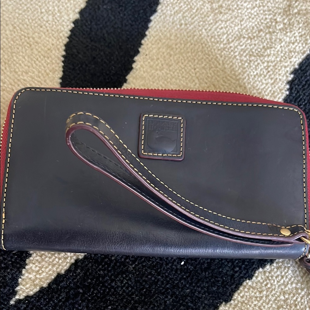 Vintage Dooney & Bourke Black and Red Leather Wristlet